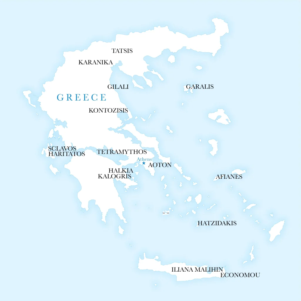 Map of wineries in Greece